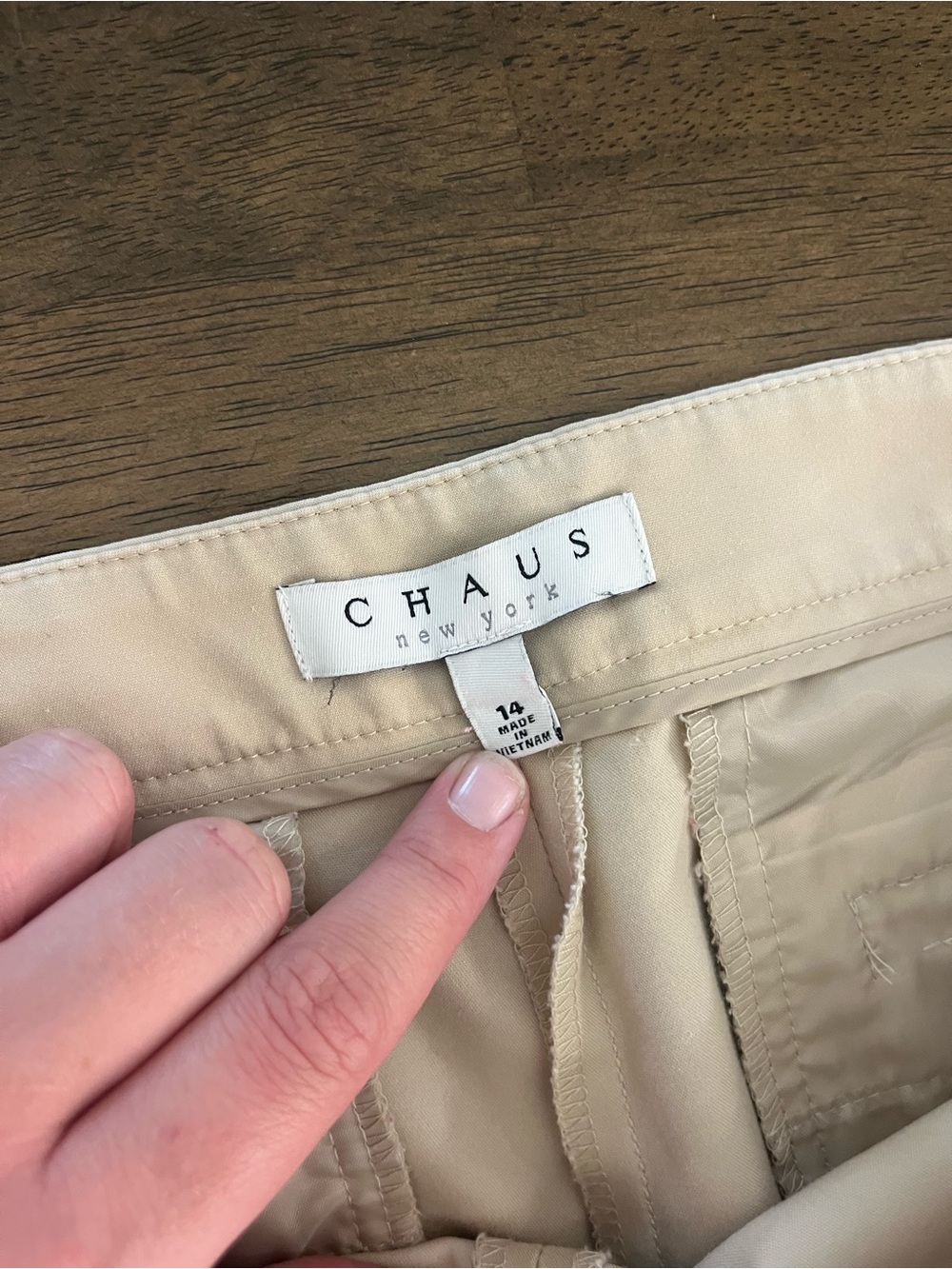 Chaus New York Beige Straight-Leg Womens Pants Sz 14 Business Career Work Office - Picture 3 of 5